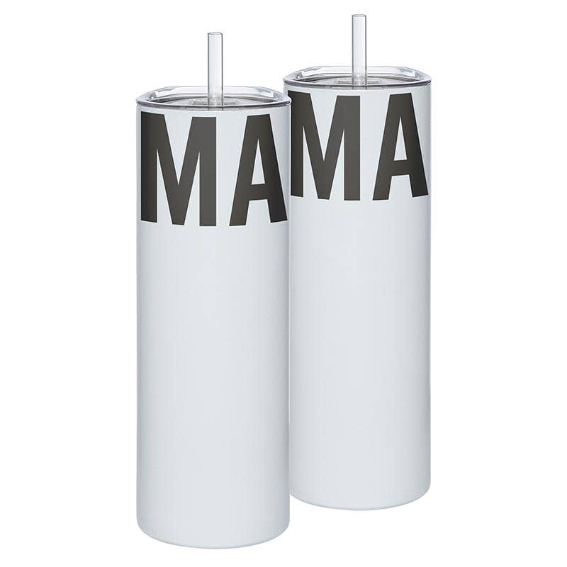 Matte Skinny Tumbler with Straw - Mama
