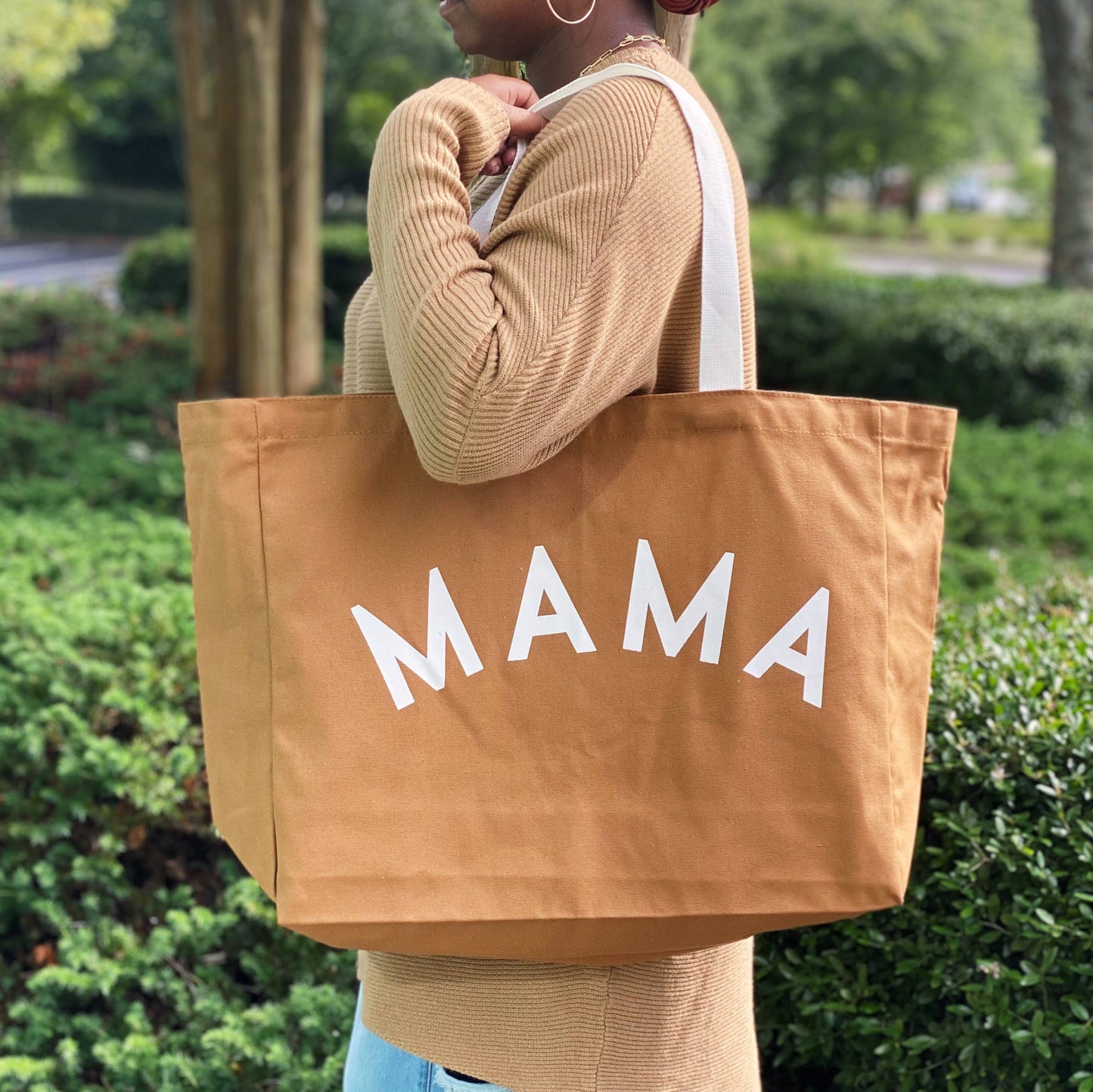 Mama Canvas Tote: White Canvas