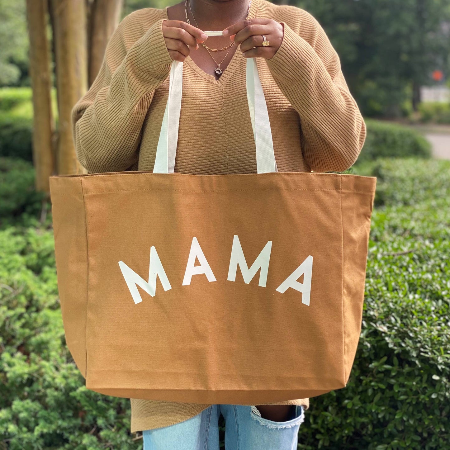 Mama Canvas Tote: White Canvas