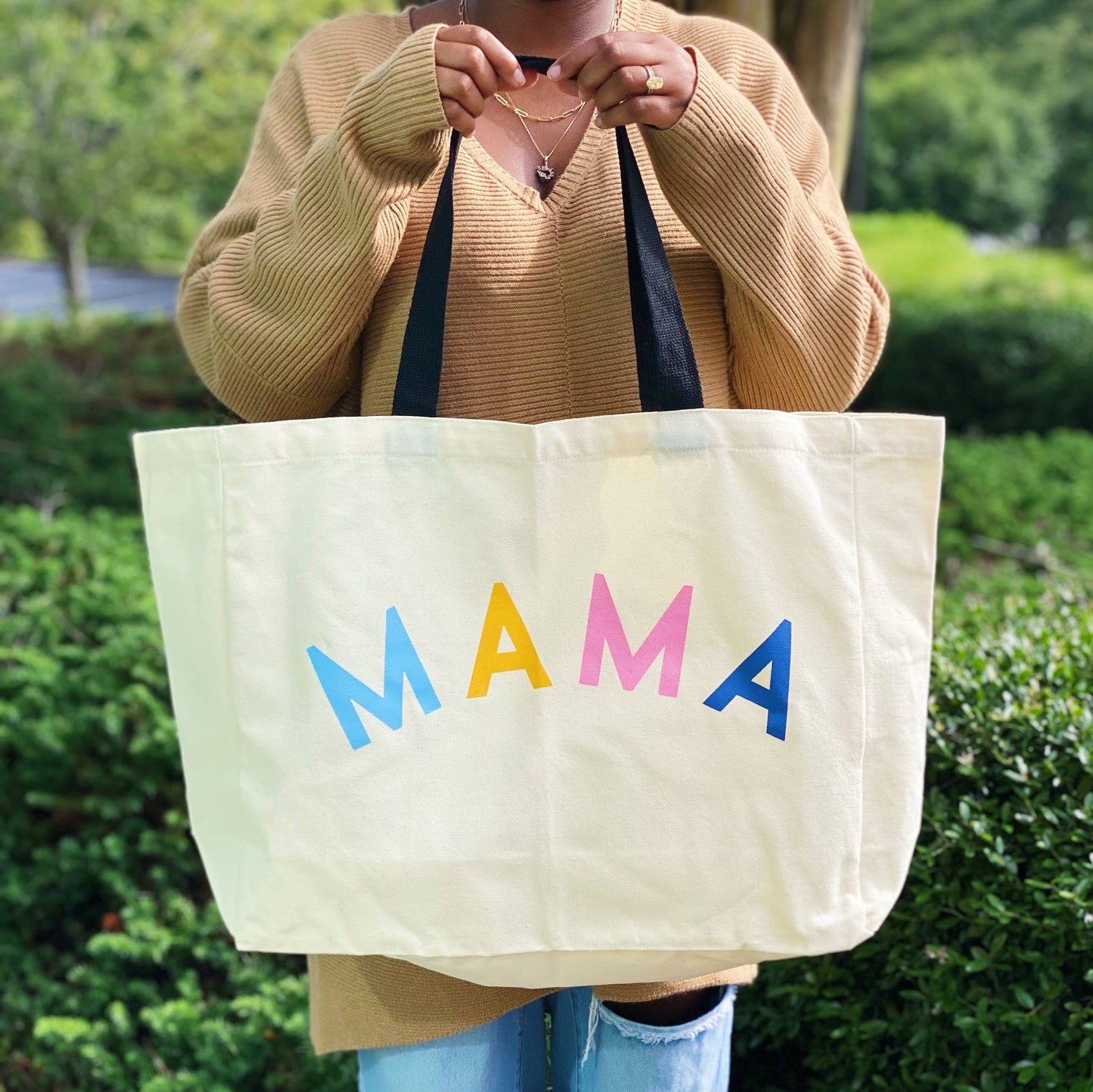 Mama Canvas Tote: White Canvas